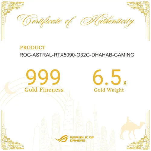 ROG Astral GeForce RTX 5090 Dhahab(Gold) OC Edition ROG Astral GeForce RTX 5090 Dhahab(Gold) OC Edition